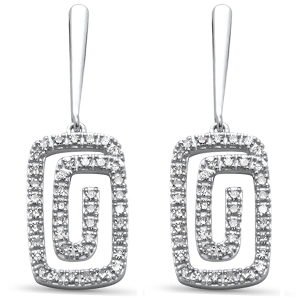 ''SPECIAL! .32ct G SI 14K White Gold DIAMOND Rectangle Swirl Drop Earrings''