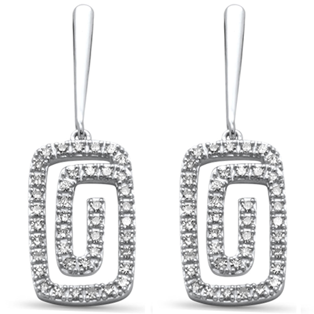 ''SPECIAL! .32ct G SI 14K White GOLD Diamond Rectangle Swirl Drop Earrings''