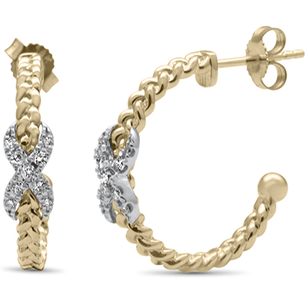 ''SPECIAL! .16ct G SI 14K Two Tone Gold Diamond Infinity Braided Hoop EARRINGS''