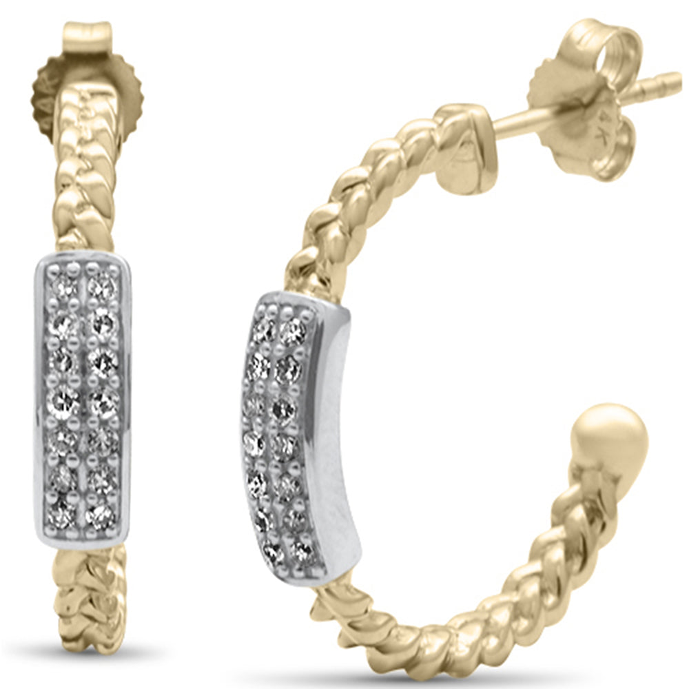 ''SPECIAL! .20ct G SI 14K Two Tone Gold Diamond Braided Hoop EARRINGS''