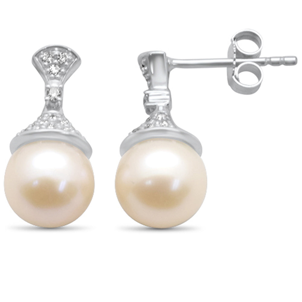 ''SPECIAL! .25ct G SI 14K White GOLD Diamond Pearl Drop Dangle Earrings''