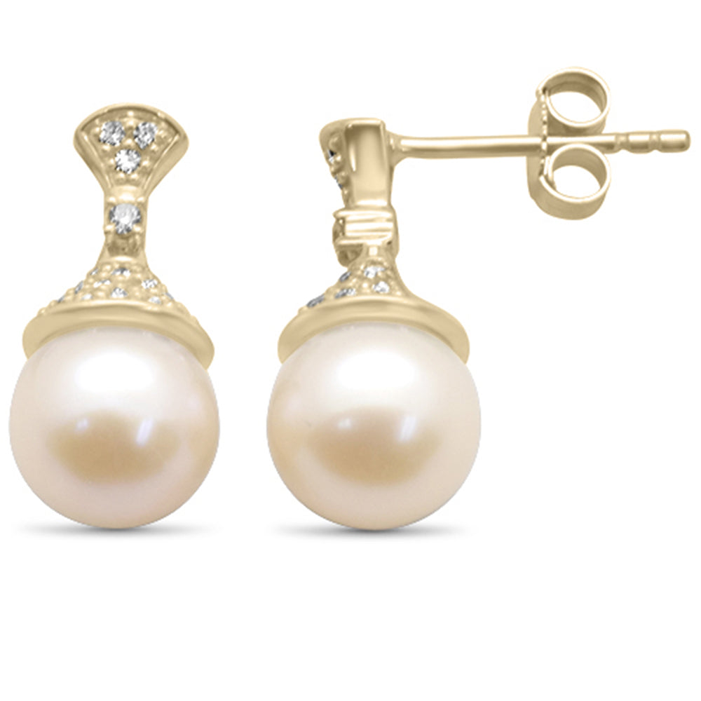 ''SPECIAL! .25ct G SI 14K Yellow Gold DIAMOND Pearl Drop Dangle Earrings''