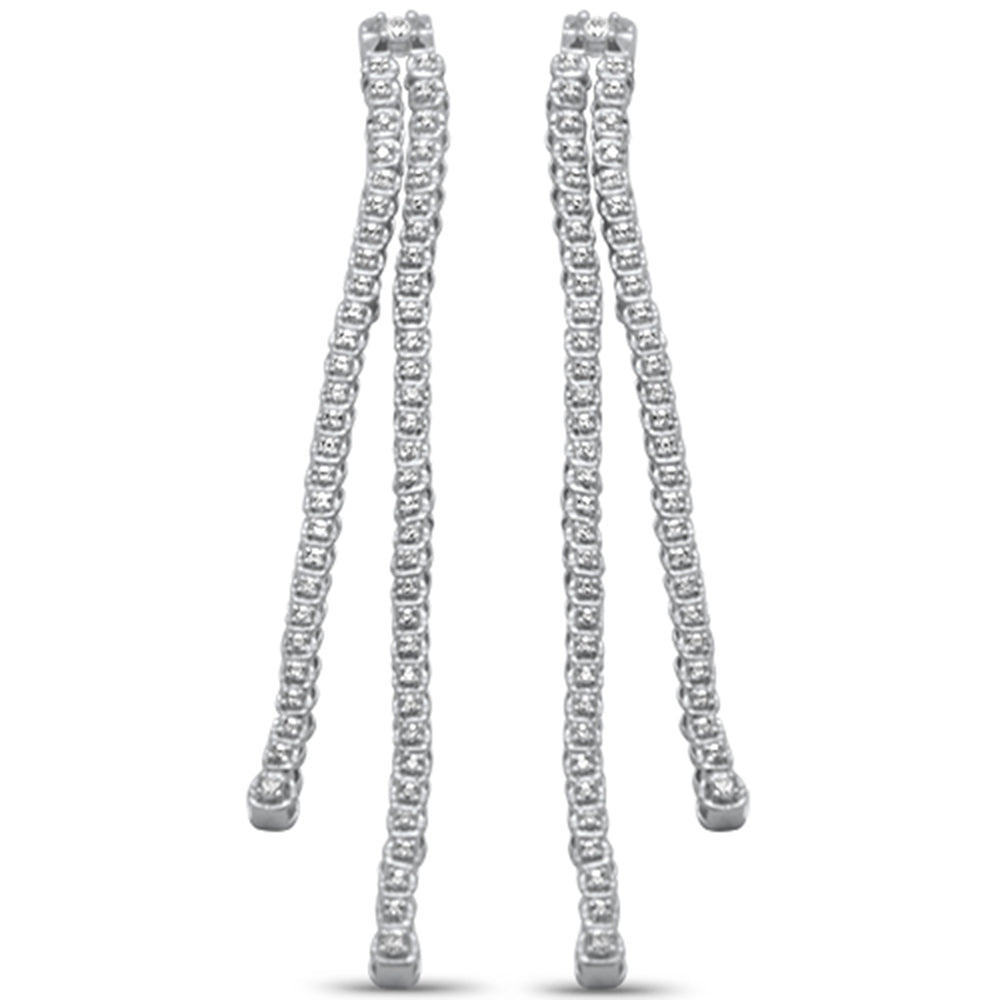 ''SPECIAL! .50ct G SI 14K White Gold Diamond Double Chain Dangling Drop EARRINGS''