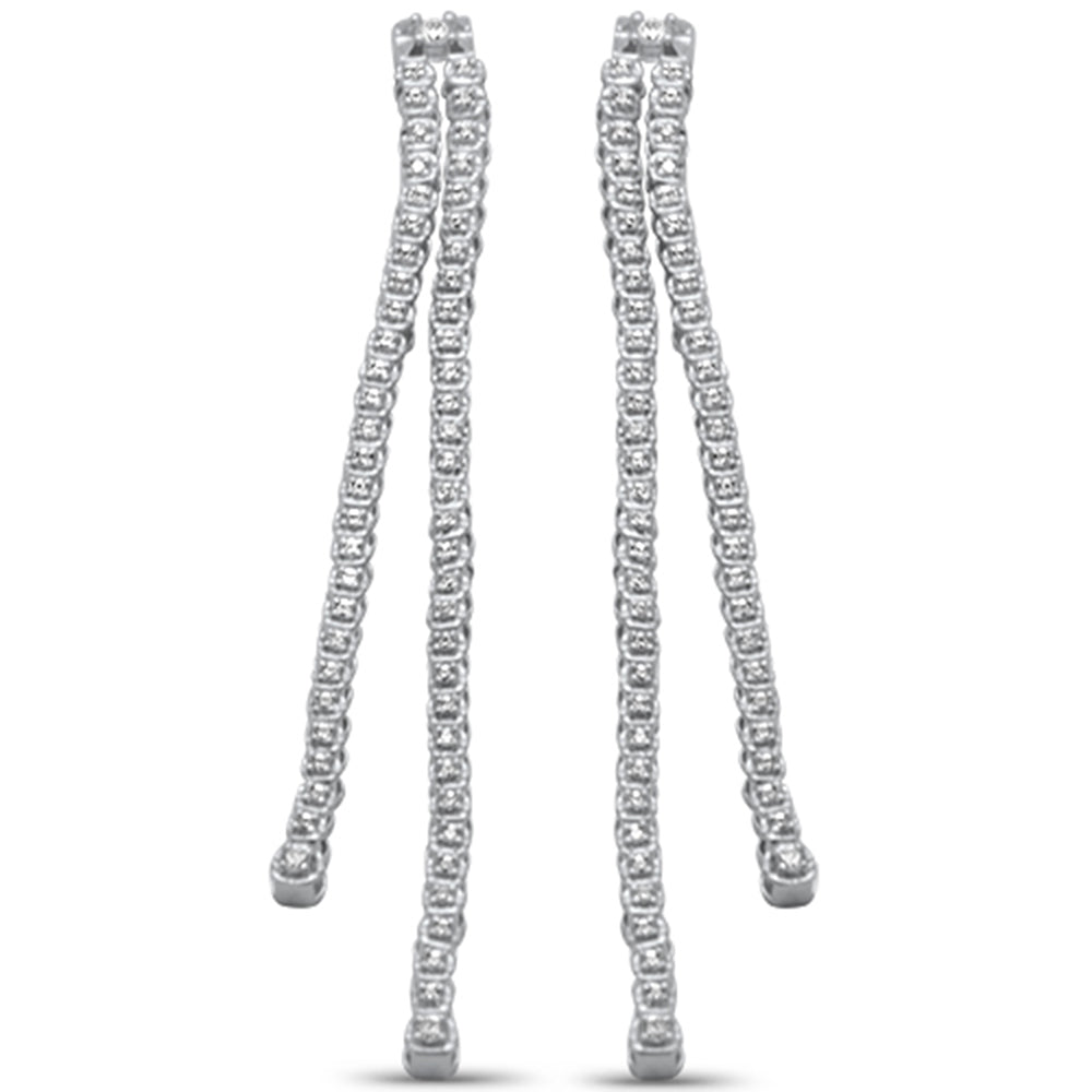 ''SPECIAL! .50ct G SI 14K White GOLD Diamond Double Chain Dangling Drop Earrings''