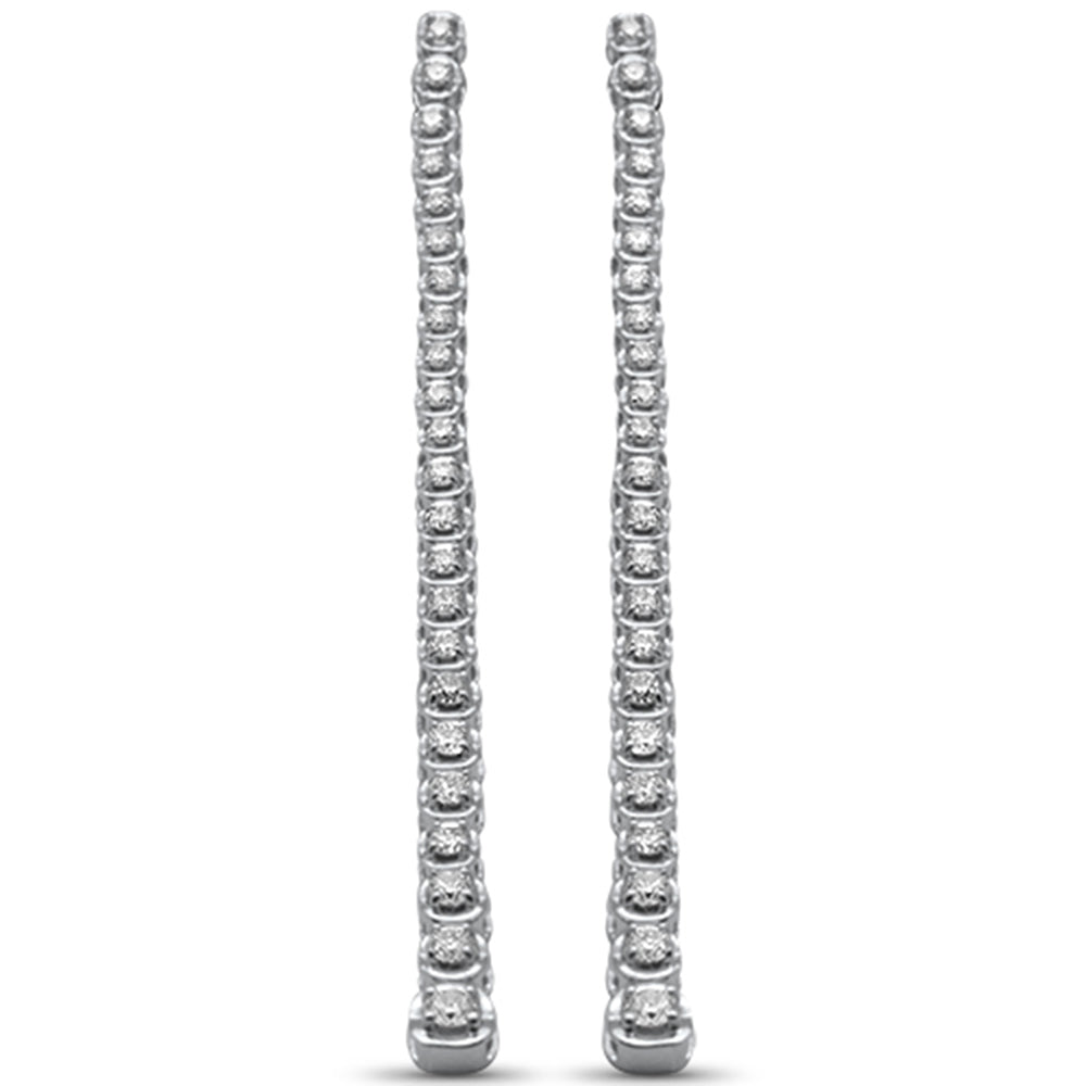 ''SPECIAL! .80ct G SI 14K White GOLD Diamond Long Chain Dangle Drop Earrings''