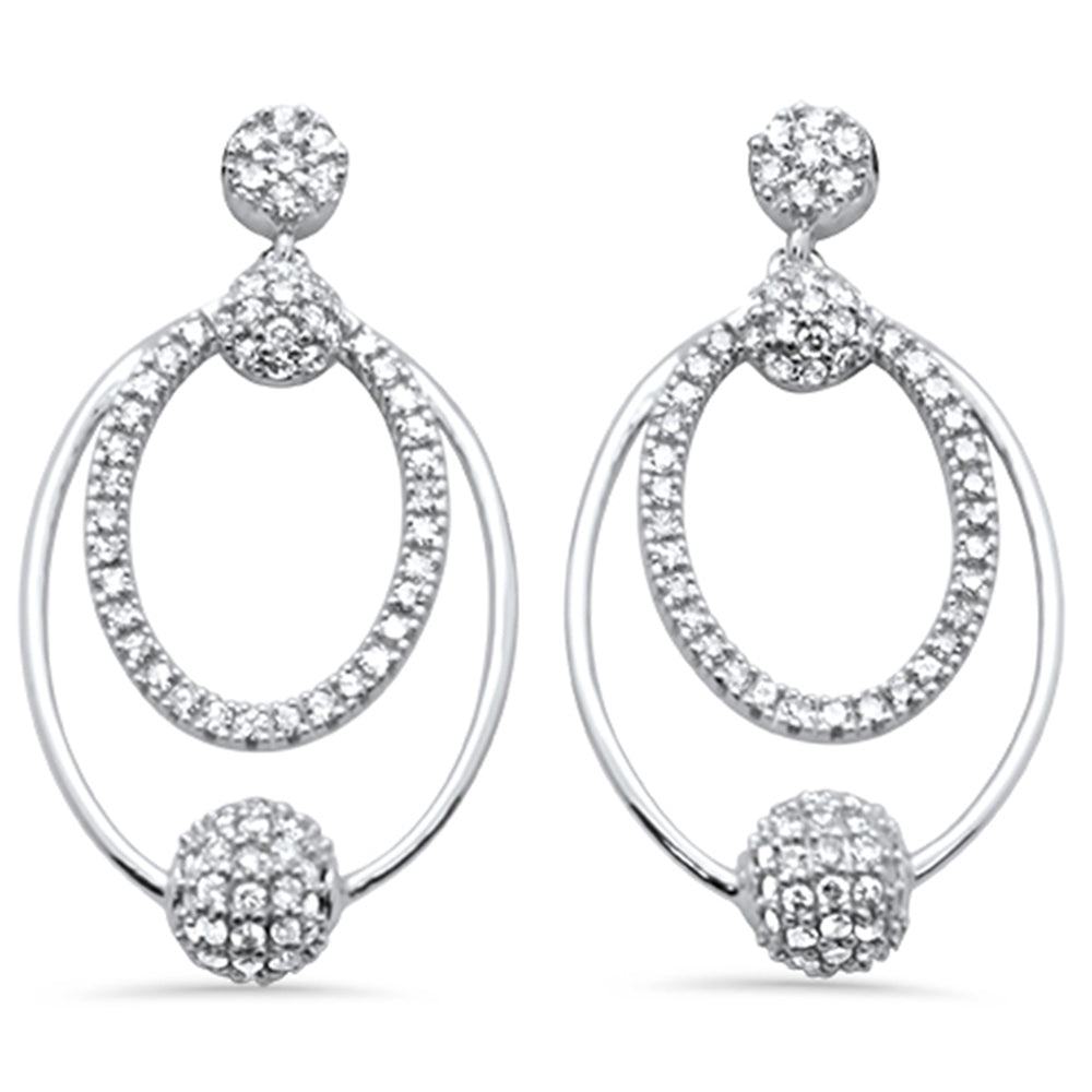 ''SPECIAL! .73ct G SI 14K White GOLD Diamond Oval Shaped Dangling Earrings''