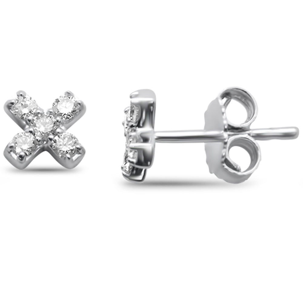 ''.23ct G SI 14K White Gold DIAMOND ''''X'''' Shaped Stud Earrings''