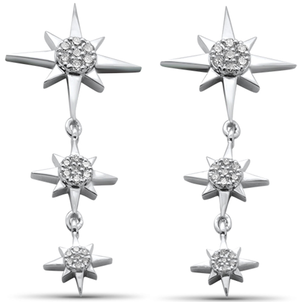 ''SPECIAL!.38ct G SI 14K White Gold Diamond Starburst Drop Dangle EARRINGS''