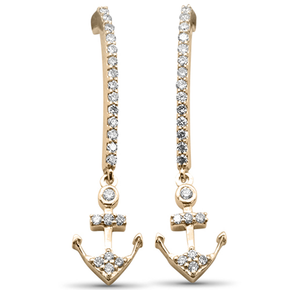 ''SPECIAL! .25ct G SI 14K Yellow GOLD Diamond Anchor Dangling Earrings''