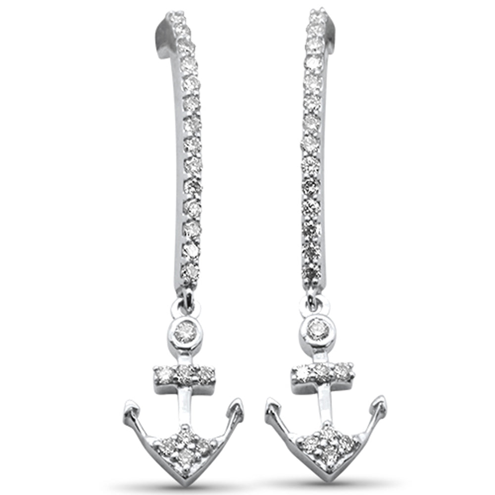''SPECIAL! .27ct G SI 14K White Gold DIAMOND Anchor Dangling Earrings''