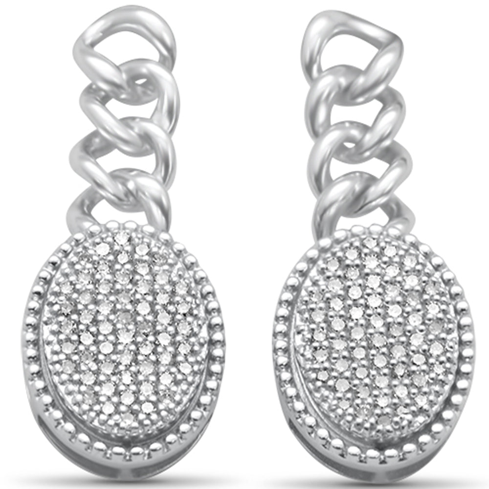 ''SPECIAL! .54ct G SI 14K White GOLD Diamond Oval Shaped Cuban Dangling Earrings''