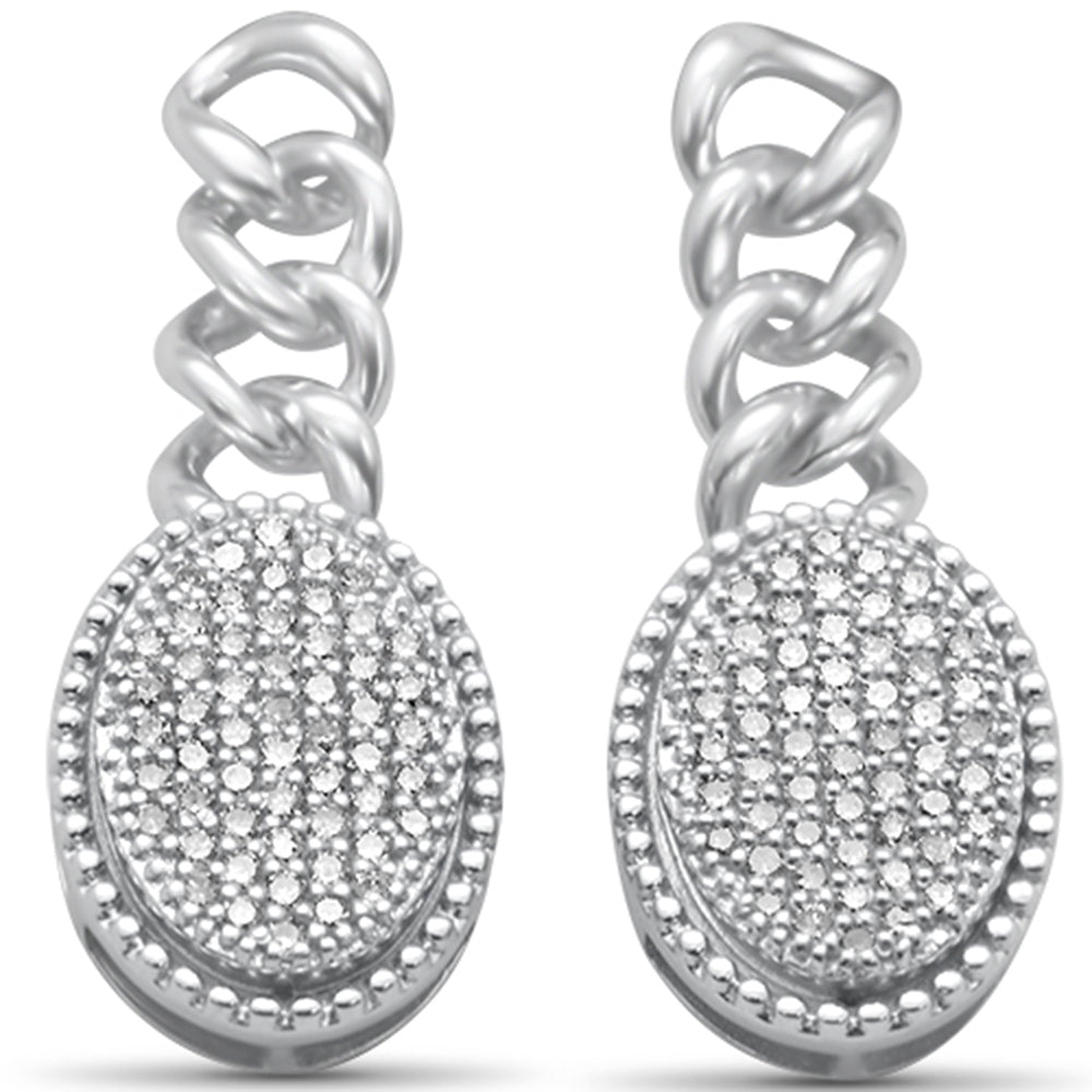 ''SPECIAL! .54ct G SI 14K White Gold Diamond Oval Shaped Cuban Dangling EARRINGS''