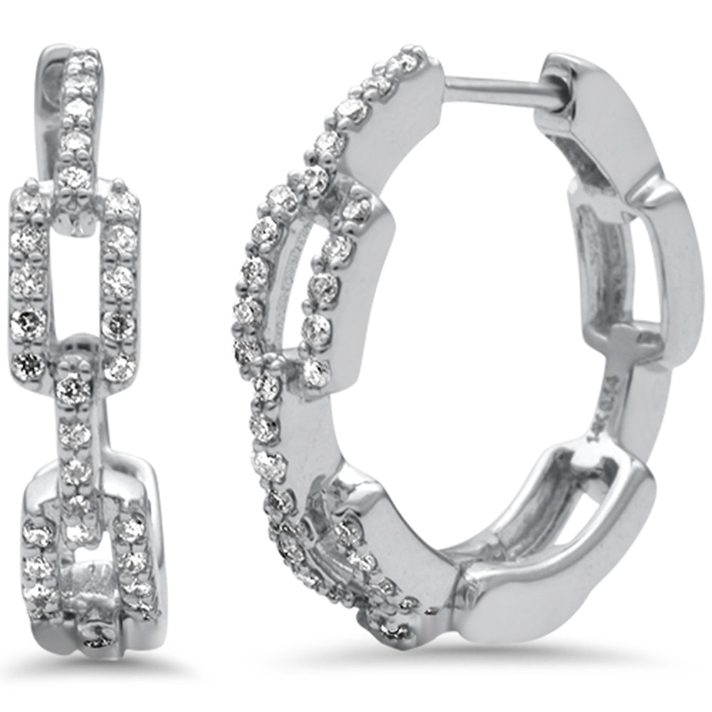 ''SPECIAL! .29ct G SI 14K White Gold Diamond Paperclip Hoop EARRINGS''