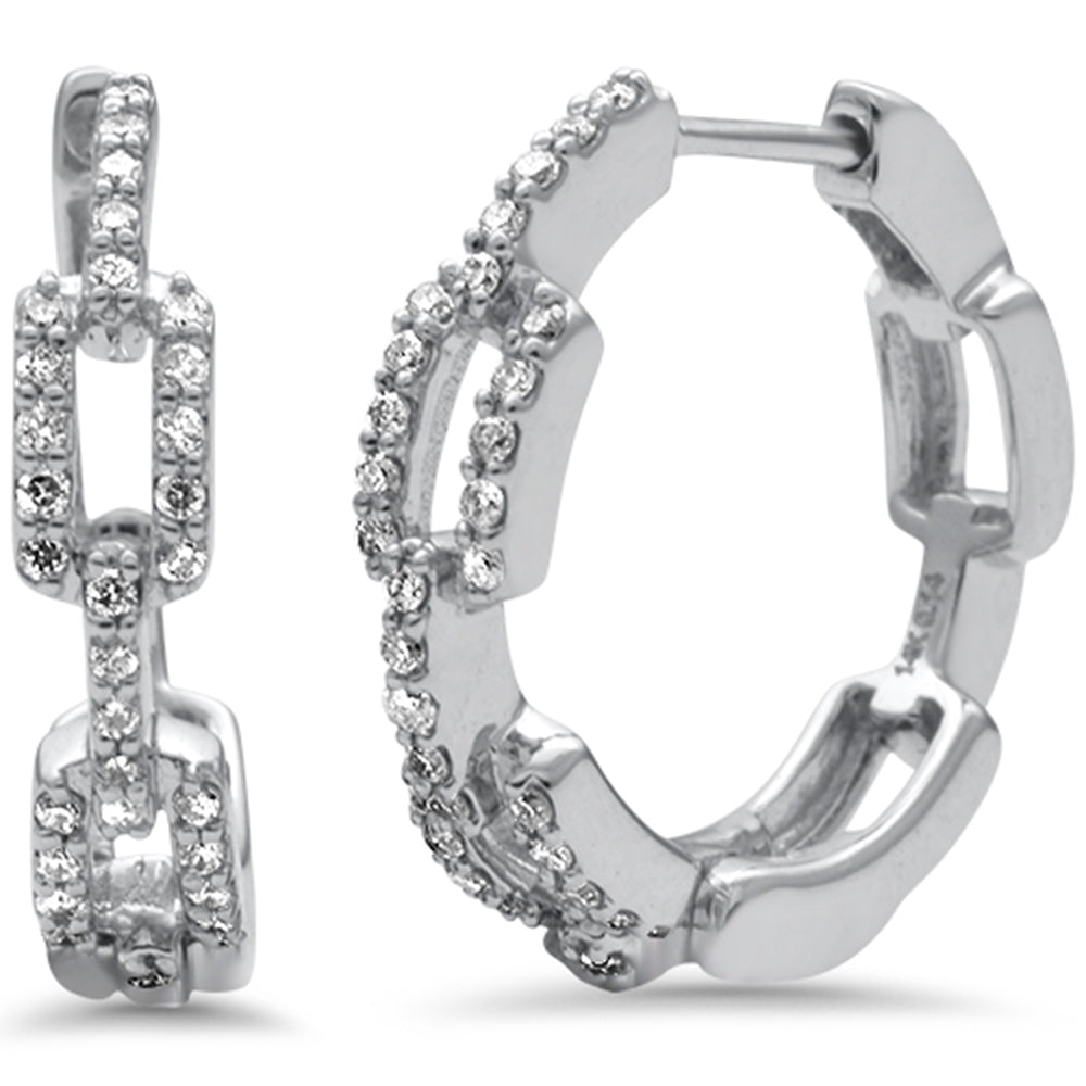 ''SPECIAL! .29ct G SI 14K White GOLD Diamond Paperclip Hoop Earrings''