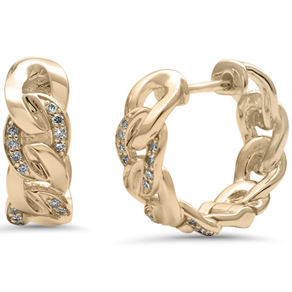 ''SPECIAL! .16ct G SI 14K Yellow GOLD Diamond Cuban Hoop Earrings''