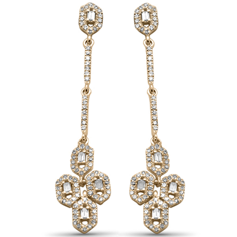 ''SPECIAL! .49ct G SI 14K Yellow Gold DIAMOND Round & Baguette Dangling Earrings''