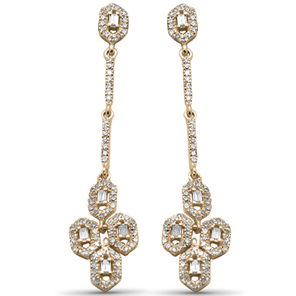 ''SPECIAL! .49ct G SI 14K Yellow GOLD Diamond Round & Baguette Dangling Earrings''