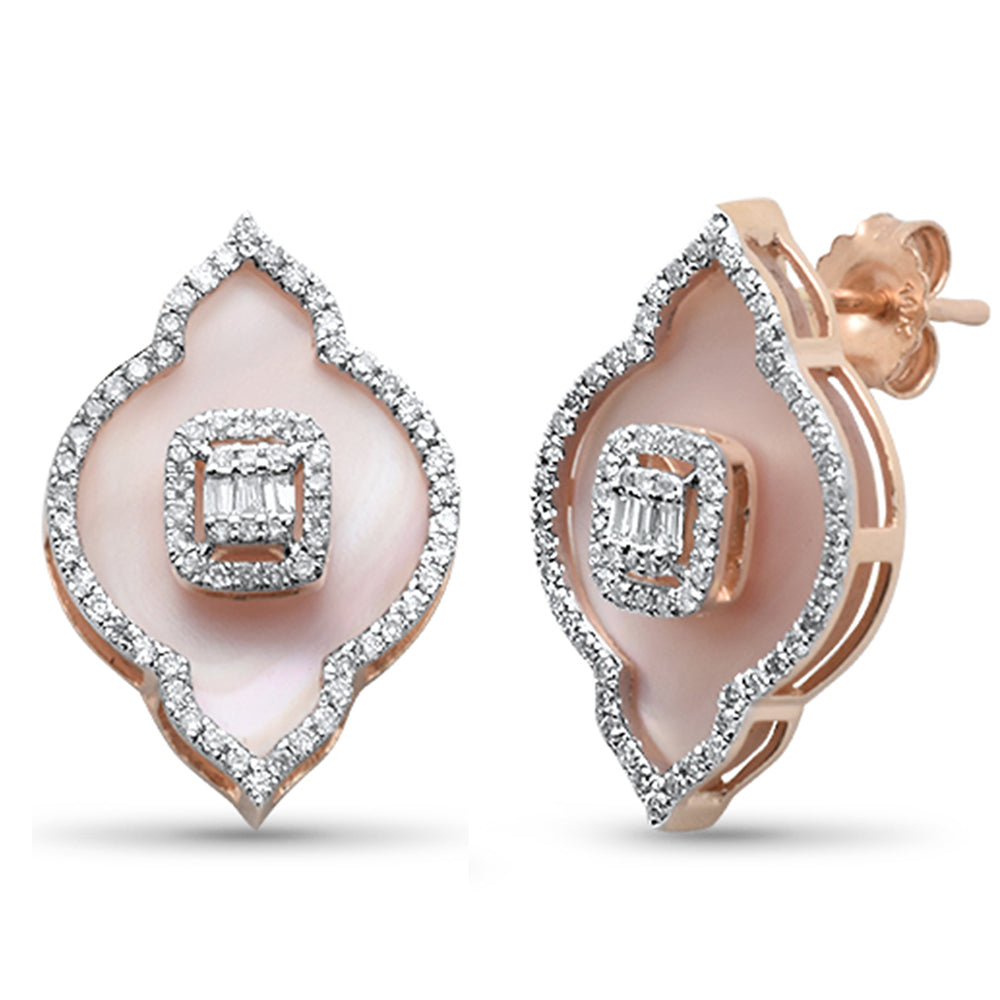 ''SPECIAL! 8.10ct G SI 14K Rose GOLD Diamond Pink Mother of Pearl Earrings''
