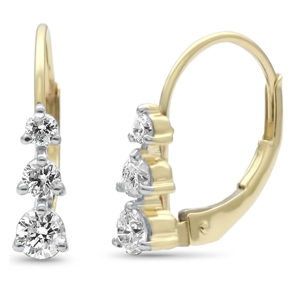 ''SPECIAL! .42ct G SI 14K Yellow GOLD Diamond 3-Stone Earrings''