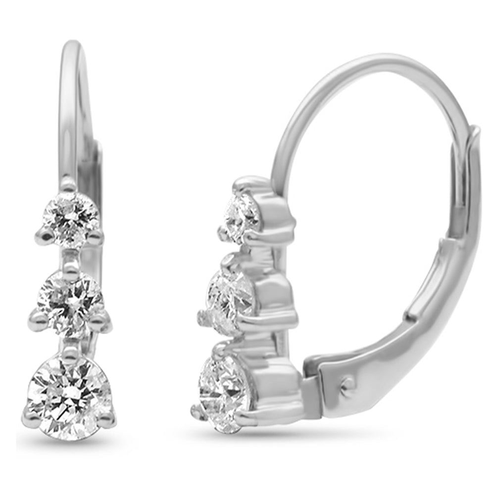 ''SPECIAL! .43ct G SI 14K White GOLD Diamond 3-Stone Earrings''