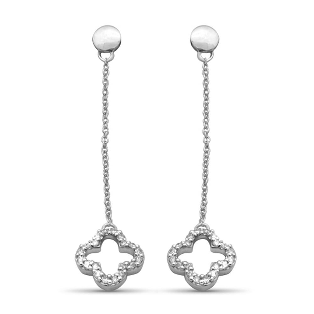 ''SPECIAL! .17ct G SI 14K White Gold DIAMOND Flower Dangling Earrings''