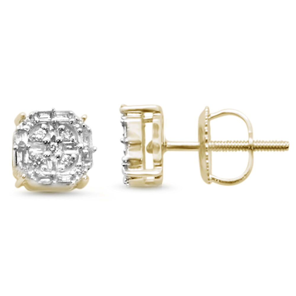 ''SPECIAL! .23ct G SI 14K Yellow Gold Diamond Square Shaped Earrings SCREW Back''