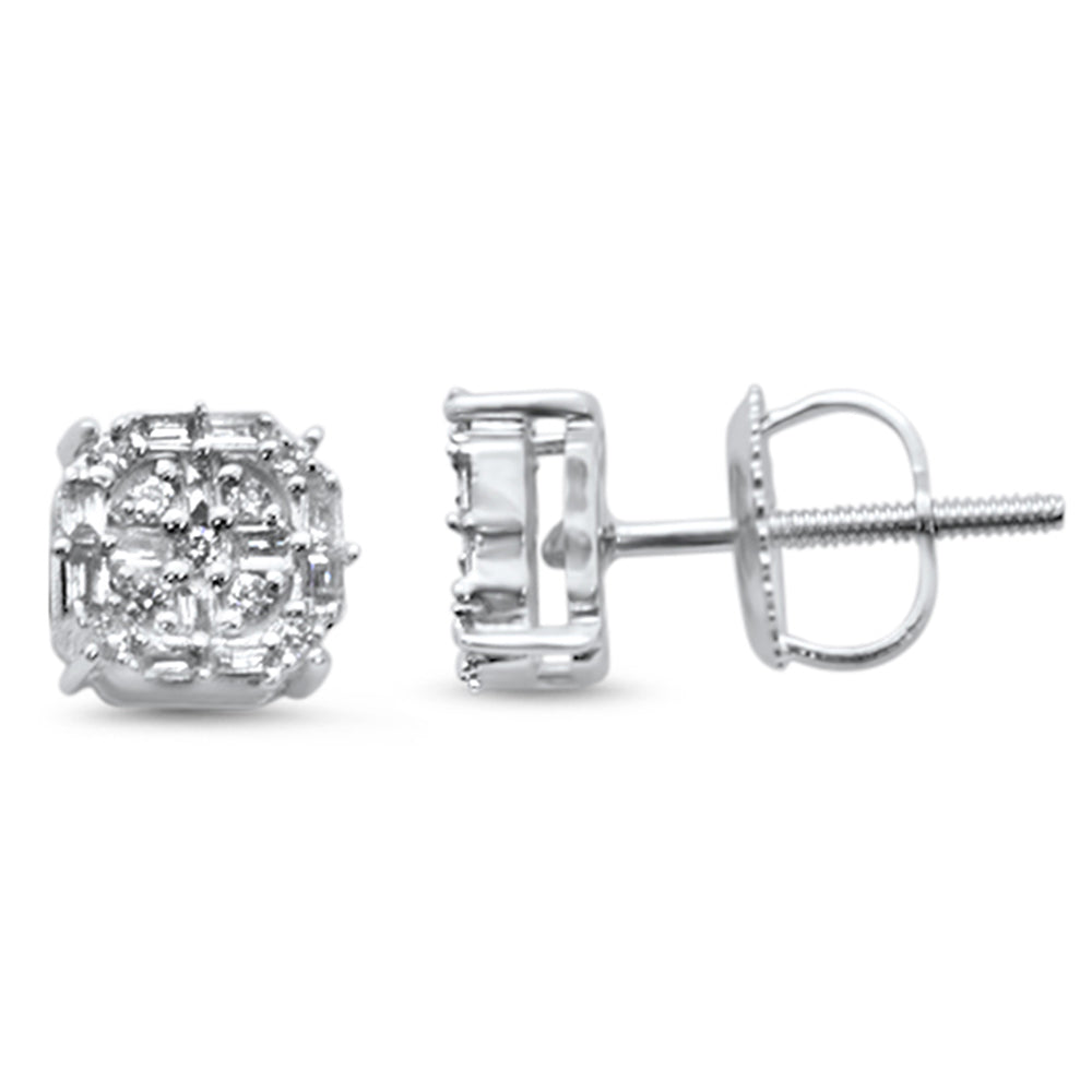 ''SPECIAL! .21ct G SI 14K White Gold Diamond Square Shaped Earrings SCREW Back''