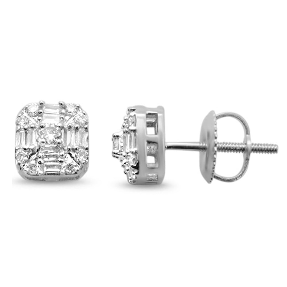 ''SPECIAL! .31ct G SI 14K White GOLD Diamond Square Shaped Earrings  Screw Back''