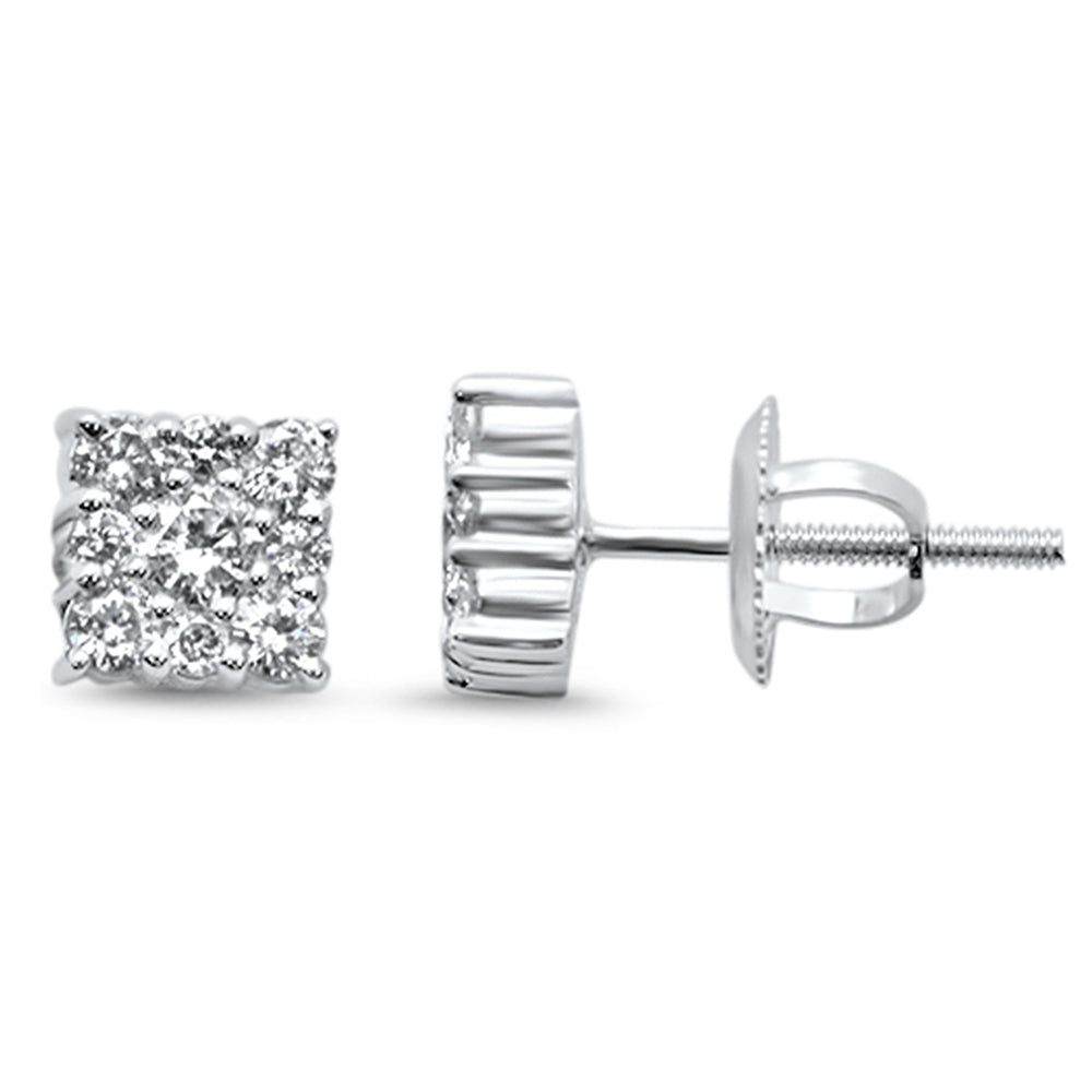 ''SPECIAL! .51ct G SI 14K White GOLD Diamond Square Shaped Earrings  Screw Back''