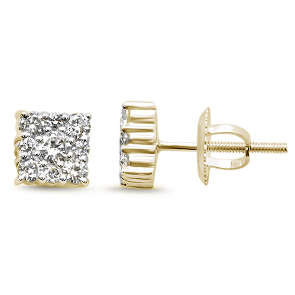 ''SPECIAL! .52ct G SI 14K Yellow Gold Diamond Square Shaped Earrings  SCREW Back''
