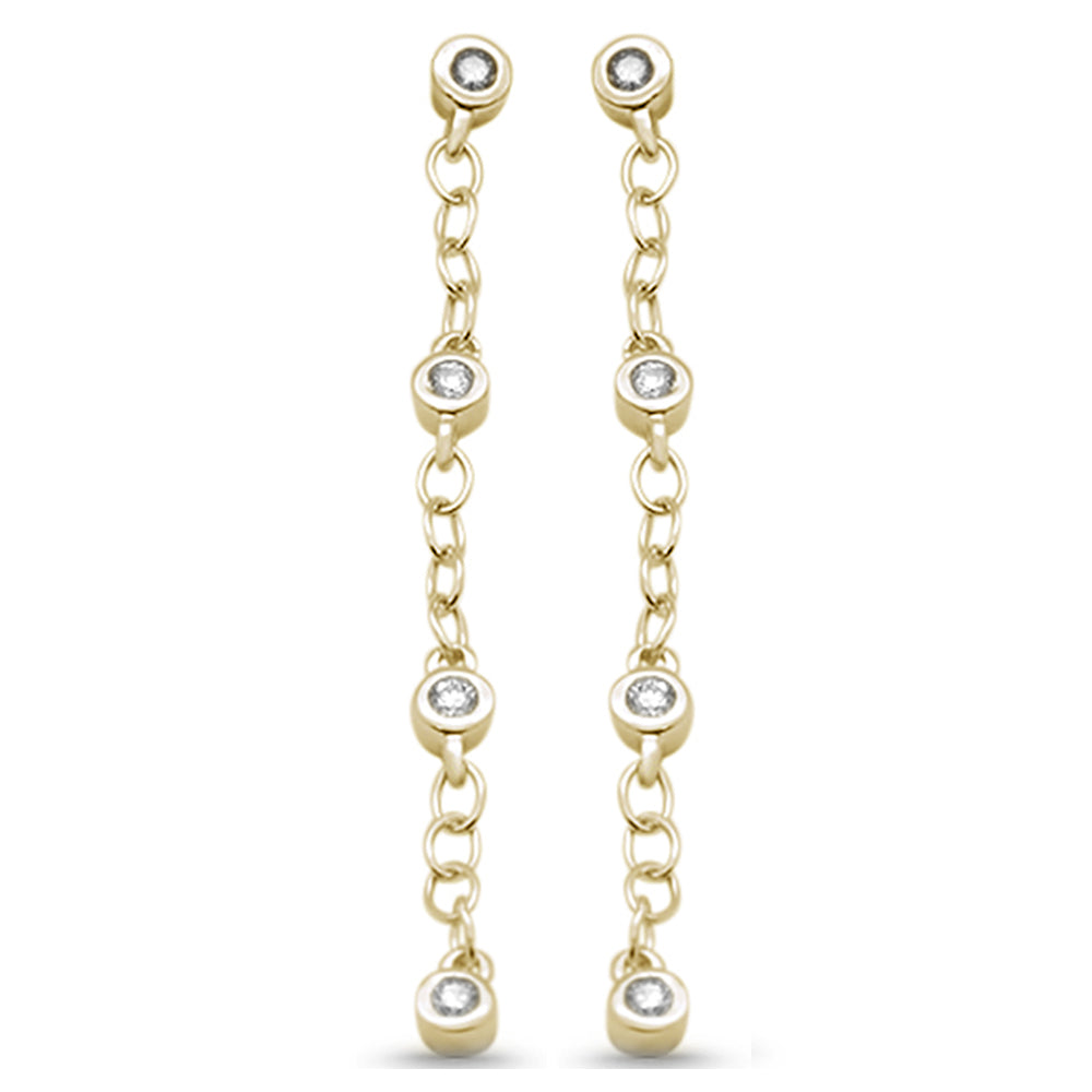 ''SPECIAL! .19ct G SI 14K Yellow Gold DIAMOND Drop Chain Style Earrings Screw Back''