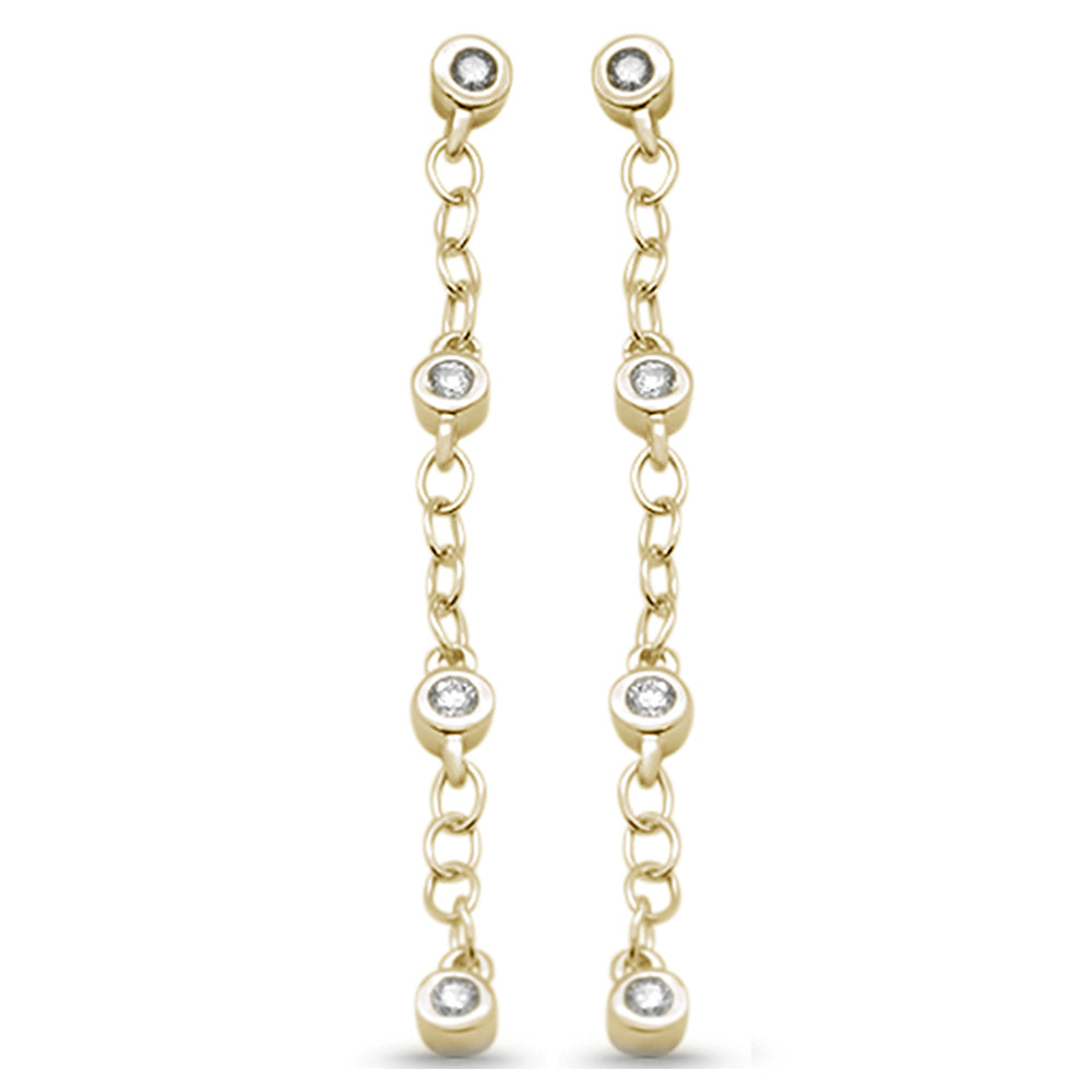 ''SPECIAL! .19ct G SI 14K Yellow Gold Diamond Drop Chain Style Earrings SCREW Back''