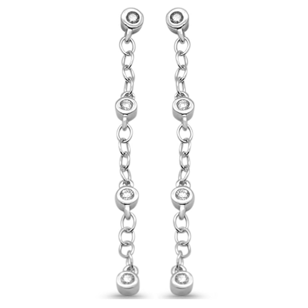 ''SPECIAL! .21ct G SI 14K White Gold Diamond Drop Chain Style Earrings SCREW Back''