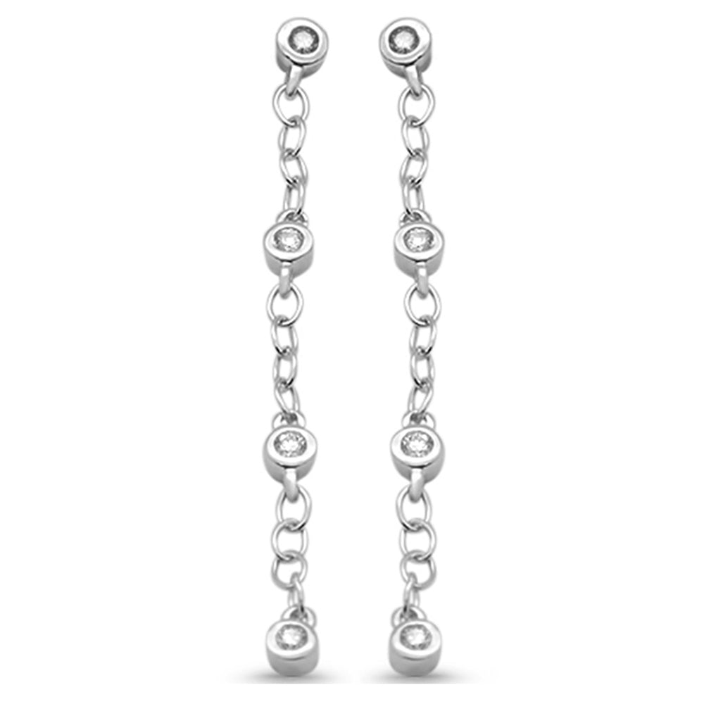 ''SPECIAL! .21ct G SI 14K White Gold DIAMOND Drop Chain Style Earrings Screw Back''