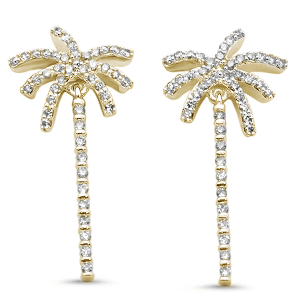 ''SPECIAL! .43ct G SI 14K Yellow Gold Diamond Palm Tree EARRINGS Screw Back''