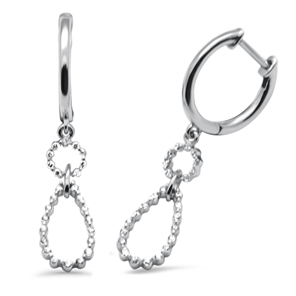 ''SPECIAL! .24ct G SI 14K White GOLD Diamond Dangling Hoop Earrings with Post & Click Backings''