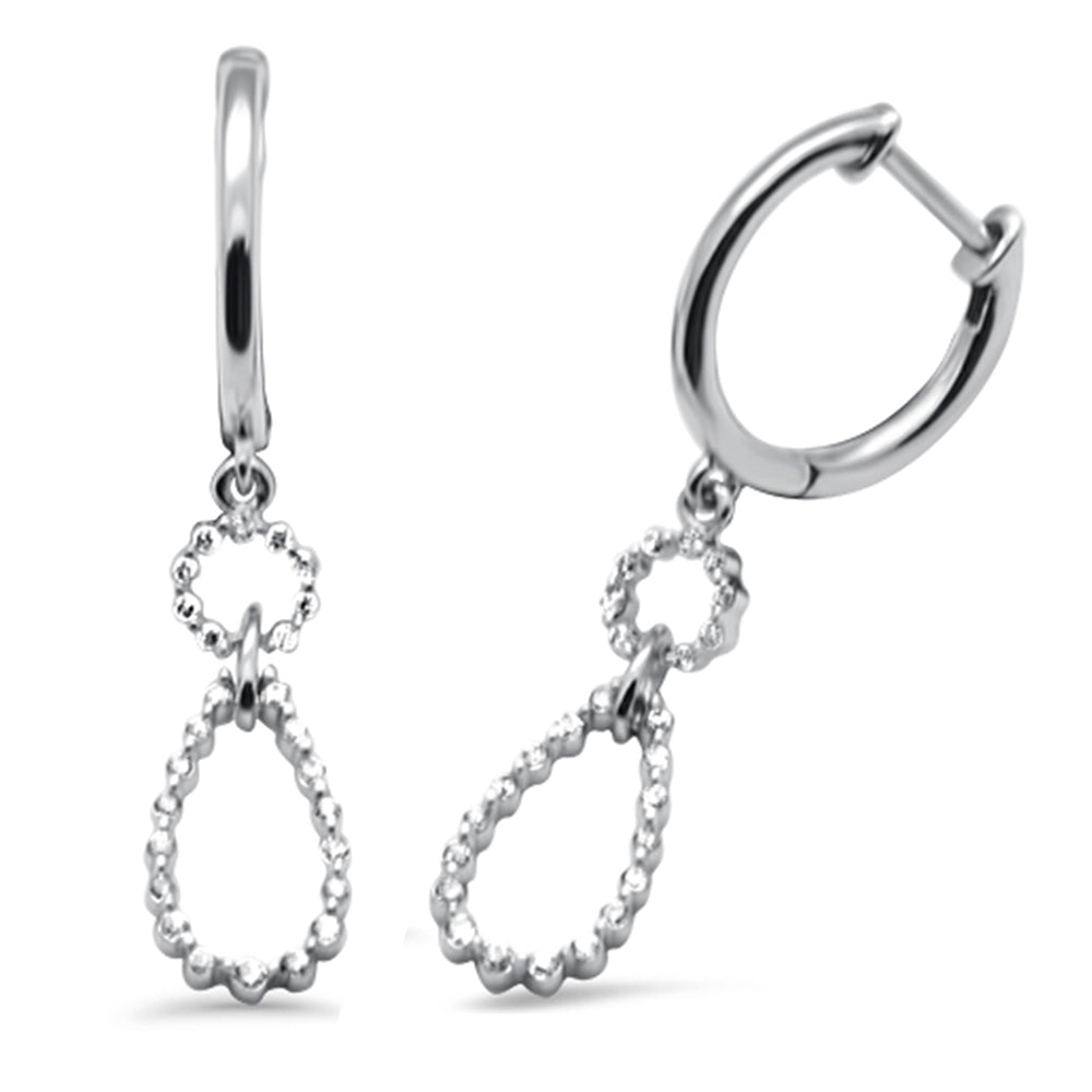 ''SPECIAL! .24ct G SI 14K White Gold DIAMOND Dangling Hoop Earrings with Post & Click Backings''