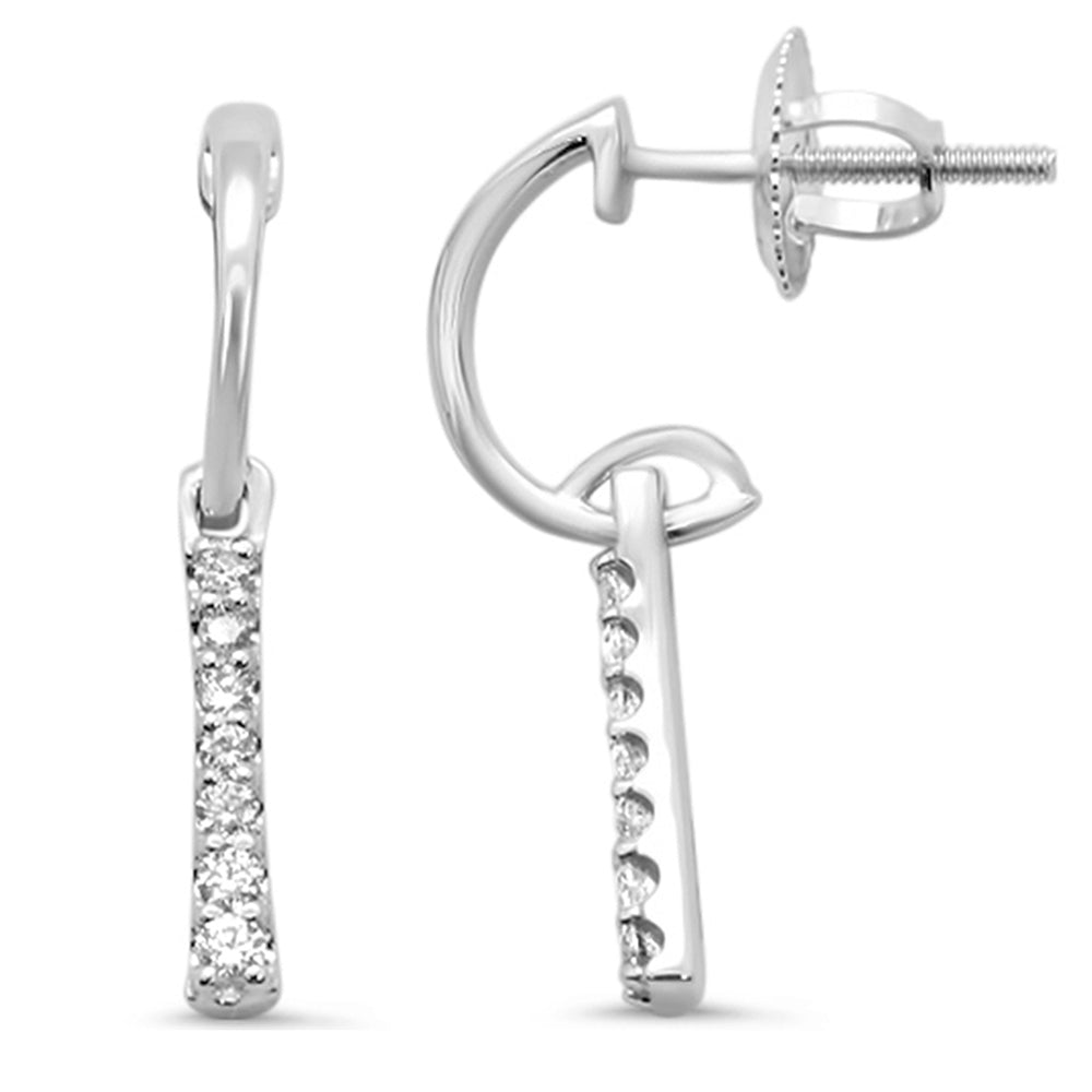 .15ct G SI 14K White Gold Diamond Half Hoop EARRINGS Screw Back