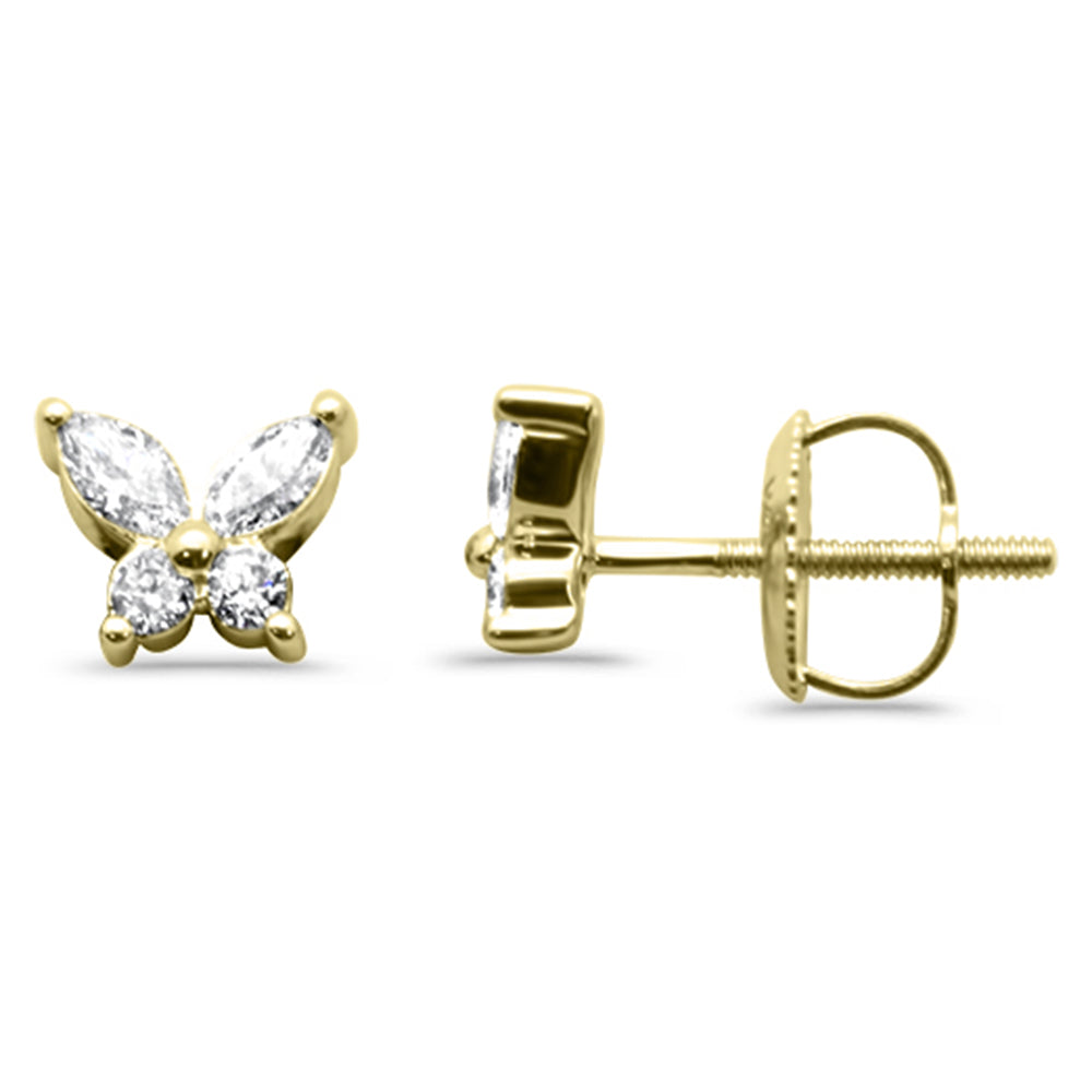 ''SPECIAL! .33ct G SI 14K Yellow Gold Diamond Bunny Ears Style Earrings SCREW Backings''