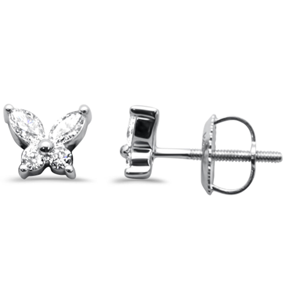 ''SPECIAL! .32ct G SI 14K White Gold Diamond Bunny Ears Style Earrings SCREW Backings''