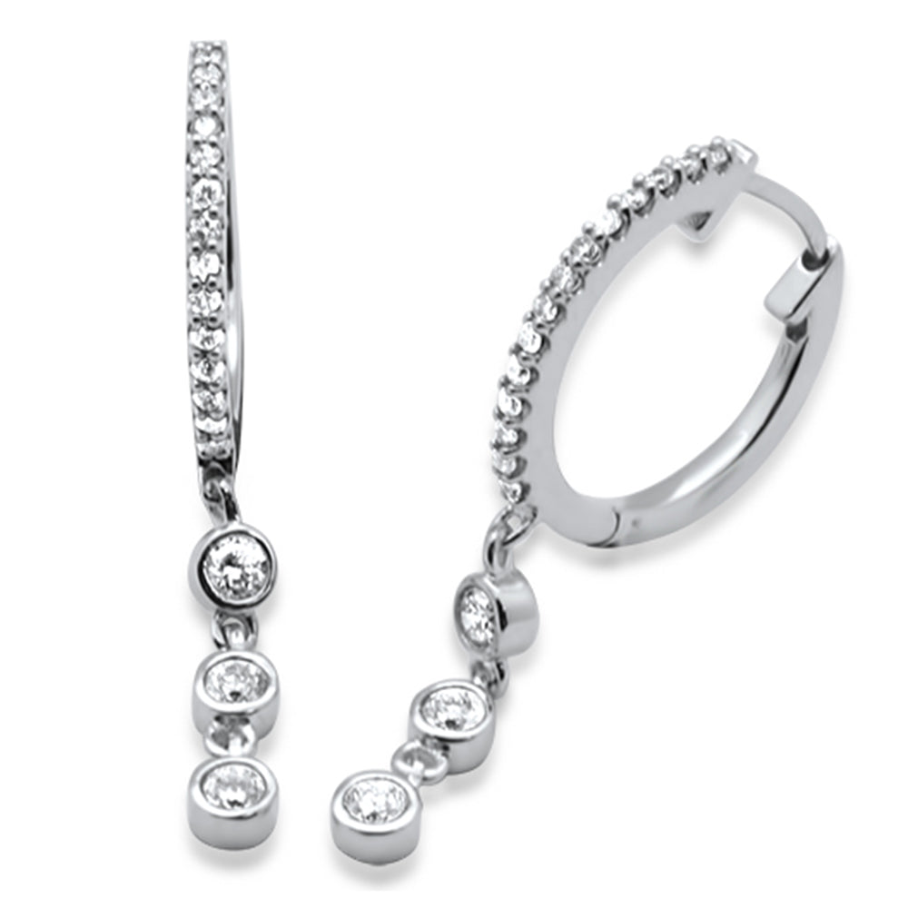 ''SPECIAL! .41ct G SI 14K White Gold DIAMOND Hoop Dangling Post & Click Earrings''