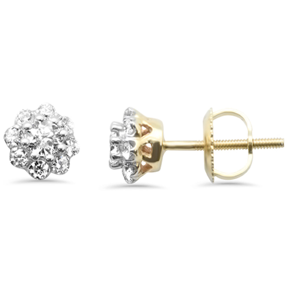 ''SPECIAL! .48ct G SI 14K Yellow GOLD Diamond Flower Screw Back Earrings''