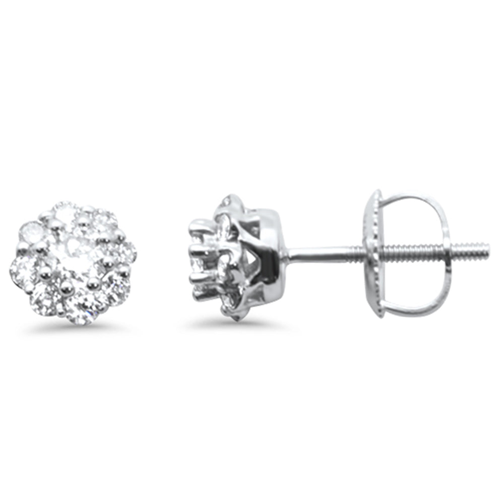 ''SPECIAL! .50ct G SI 14K White Gold Diamond Flower EARRINGS Screw Backings''