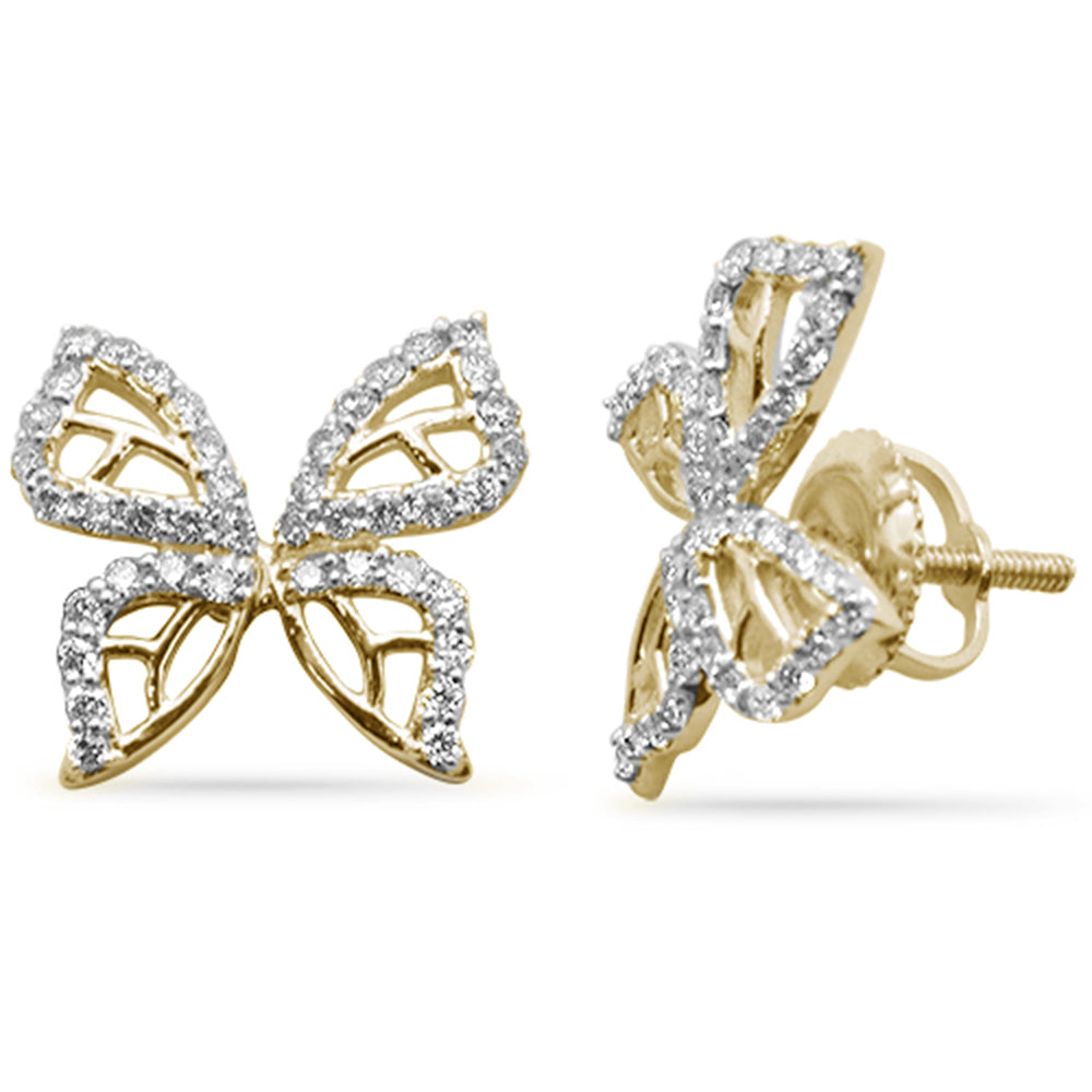 ''SPECIAL!.40ct G SI 14K Yellow GOLD Diamond Butterfly Earrings Screw Back''