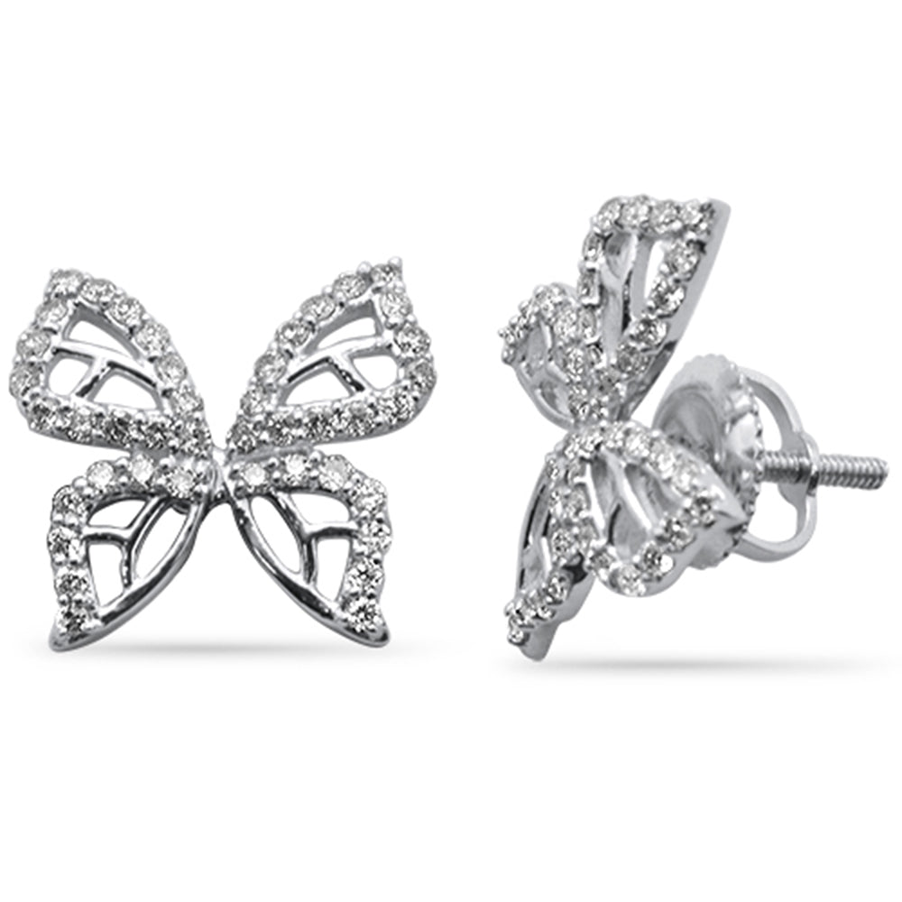 ''SPECIAL!.40ct G SI 14K White Gold Diamond Butterfly EARRINGS Screw Back''