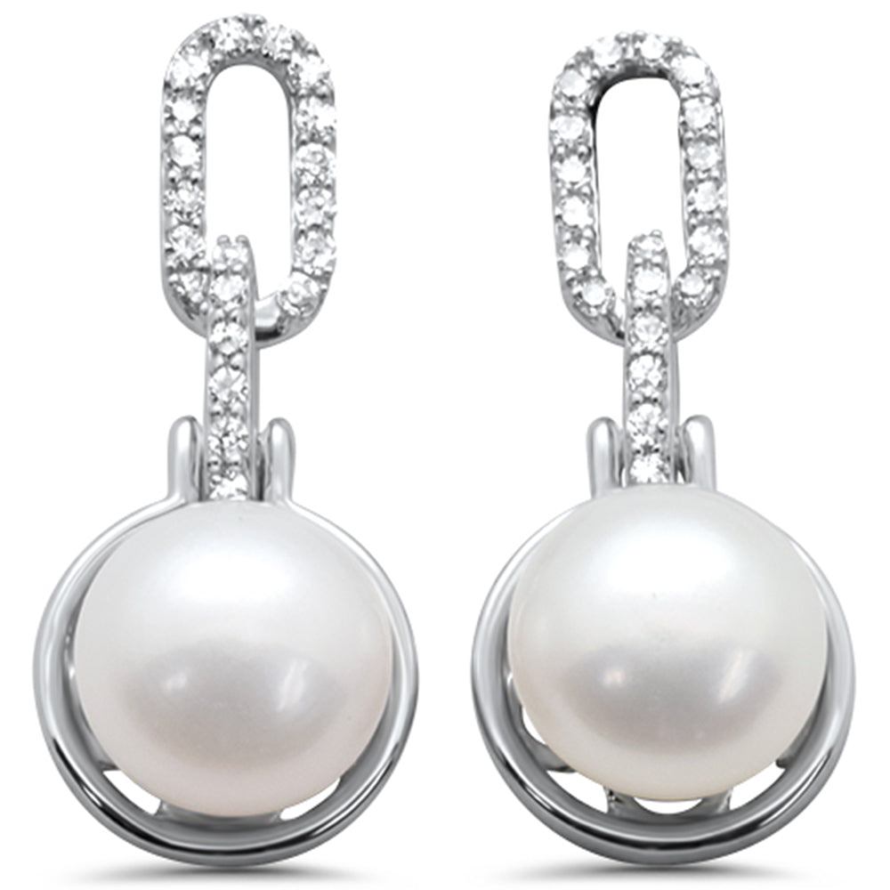 ''SPECIAL!.20ct G SI 14K White Gold DIAMOND Pearl Drop Earrings''