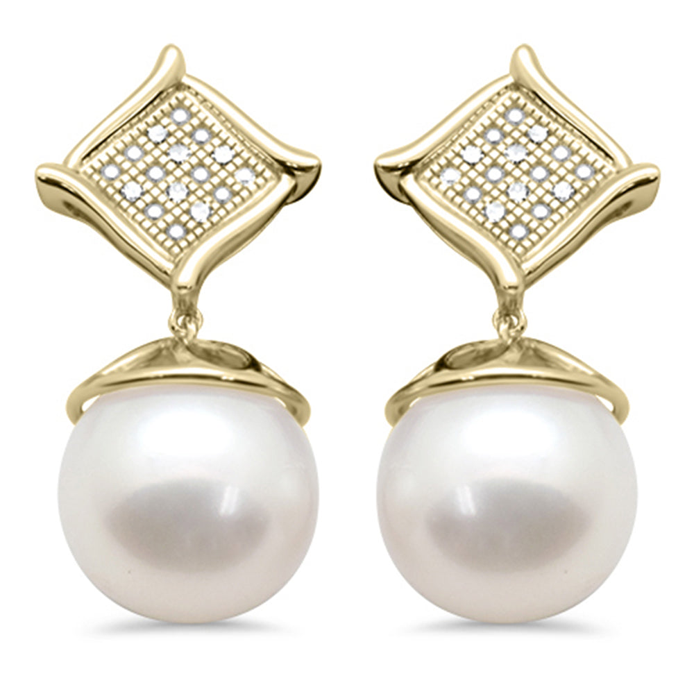 ''SPECIAL! .05ct G SI 14K Yellow Gold Diamond Pearl Drop EARRINGS''