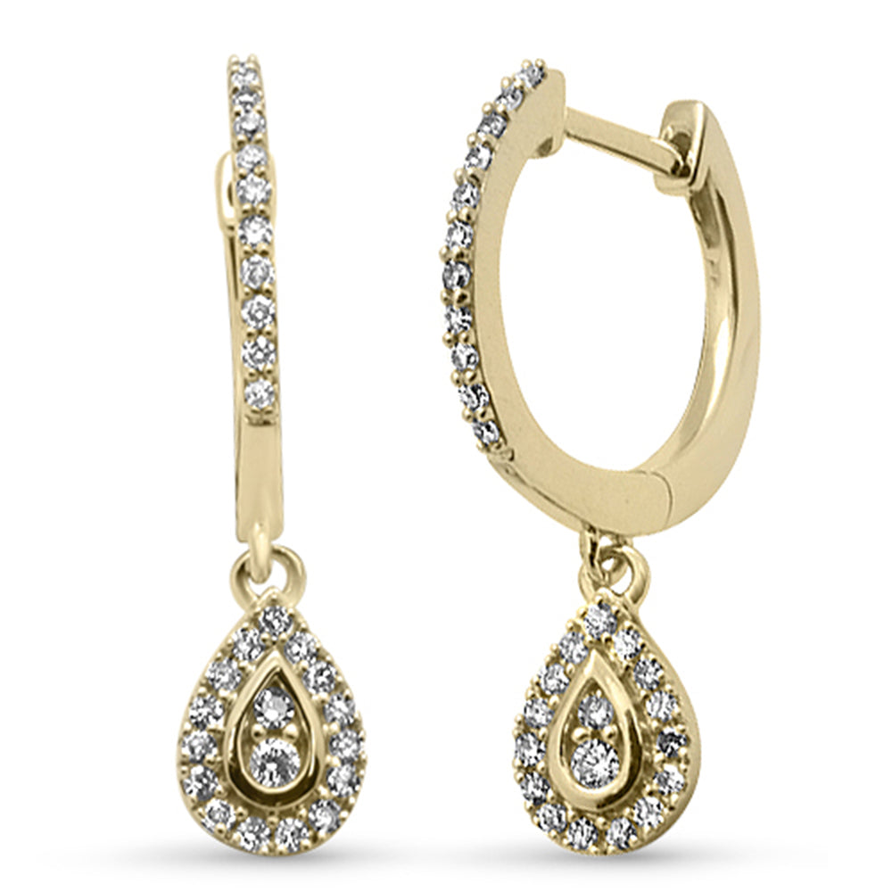 ''SPECIAL!.25ct G SI 14K Yellow GOLD Diamond Pear Shaped Drop Huggie Earrings''