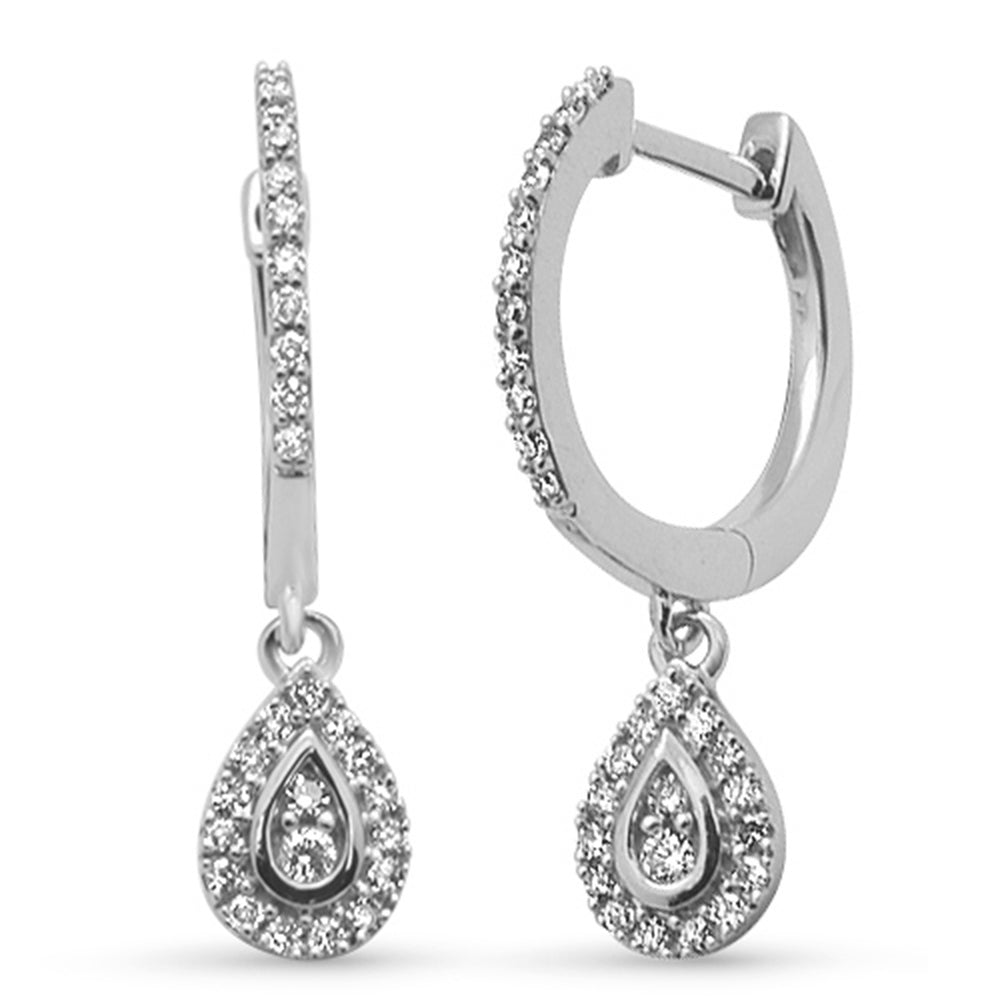 ''SPECIAL!.25ct G SI 14K White Gold DIAMOND Pear Shaped Drop Huggie Earrings''