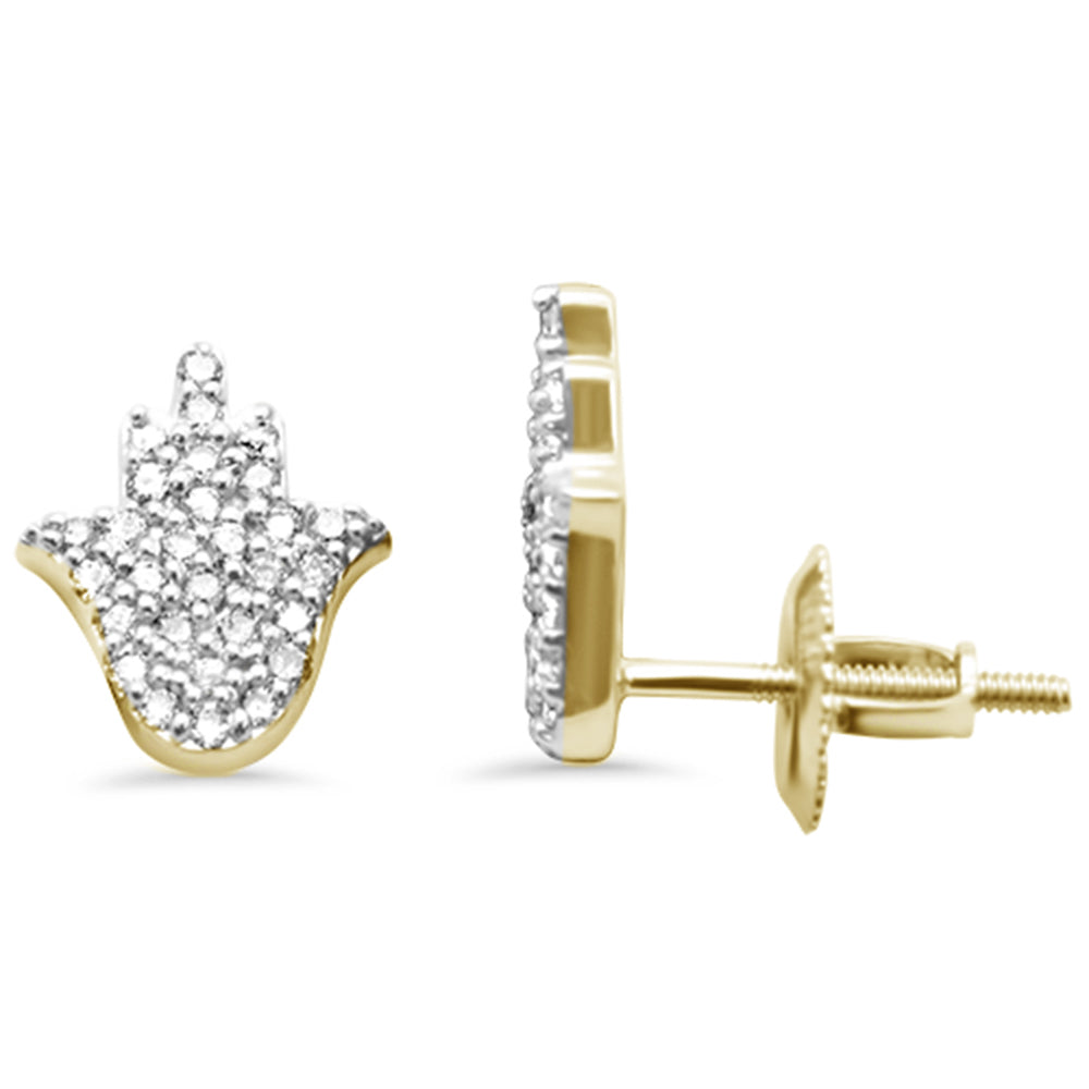 .26ct G SI 14K Yellow GOLD Diamond Hamsa Earrings